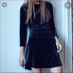 Zara Black Velvet Glitter Dress
